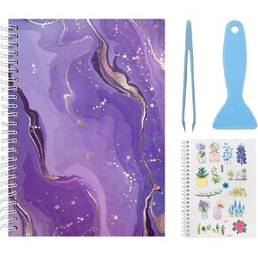 Reusable Sticker Book Collecting Album A5 Size 80 Sheets Sticker Collection Storage Book for Adults Release Paper Sticker Saver Holder Book with Tools (Purple)