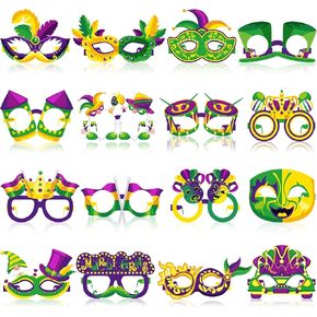Threan 32 PCS Mardi Gras Paper Eyeglasses Party Decor