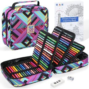 H & B 120 Colored Pencils Set, Art Pencil Kit for Adult Coloring,Oil Based Soft Core, Ideal for Coloring Sketching Shading,Art Set for Kids Teens Beginner Wooden Color Pencils