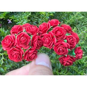 Handmade Mini Mulberry Paper Roses 18 mm Mulberry Paper Flowers Scrapbooking Wedding DIY Craft 50 pcs (Pink Tone)