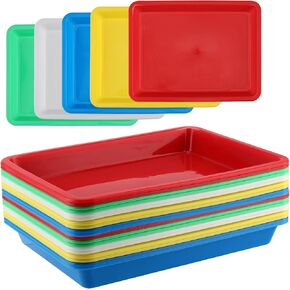 JOIKIT 20 Pack 13.3x9.8 Inch Multicolor Plastic Art Trays, Art & Craft Organizer, Activity Organizer, Serving Tray for Beads, Painting, Blocks, DIY Projects