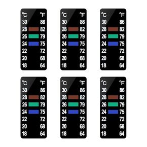 Aquaneat 6 PCS Aquarium Thermometer Strips ، ملصقات مقياس حرارة خزان السمك ، اختبار درجة حرارة الماء Terrarium (1.58 "× 0.67")