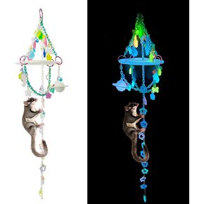 Sugar Glider Toys,Glow in the Dark Sugar Glider Planet Moon Space Platform Toy,Sugar Glider Hanging Climbing Toys,Sugar Glider Hamster Rats Toys,For Climbing,Exercising,Sugar Glider Cage Accessories