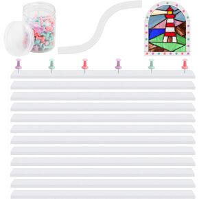 HUIKANGSHENG 12 Pcs 12 Inch Silicone Layout Block System for Stained Glass with 100 Mix Color Push Pins Tools, Free to Bend, Stained Glass Tools for You to Fixed Glass