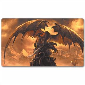 Tcg Playmat Board Game Trading Card Tabletop Pad MTG for Games Smooth Cloth Surface Rubber Base with Stitched Edges Original Art Designs 24X14inch-dragon warrior