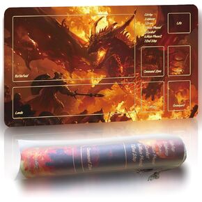 MTG Playmat TCG DND Game Mat Playmat with Zones, Locking Edge Design, Non-Slip and Durable (Black Lotus)