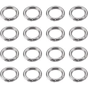 Somush Spring O Rings, Spring Snap Clip Hooks Zinc Alloy Round Metal Split Rings Small Clamp Clasp Keyring Buckle for Bag Purse Handbag Strap Craft Jewelry Making 16PC