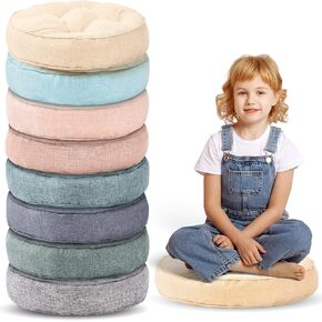 Juexica 8 Pcs Floor Cushions for Kids Floor Pillows Flexible Seating Cushions 3.5'' Thick Flexible Seating Classroom Furniture Meditation Seat Pillows for Home Nursery Yoga Decor(Rainbow Color,Square)