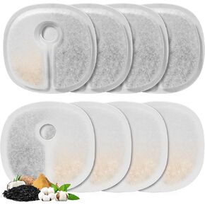 8 Pack Replacement Filters for 2L/67oz Pumpless Cat Water Fountain, BFLICROY Cat Water Fountain Filters, Multiple Filtration Pet Fountain Filter Replacement, Dog Fountain Filters