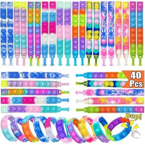 40pcs pop popgelets ألعاب ، مفضلات حفلة عيد الميلاد ، أساور الفقاعات ، ألعاب حسية للإغاثة من الإجهاد للأطفال ADHD ADHD ADHD ، هدايا تبادل الفصول الدراسية ، هدايا أعياد الميلاد ، جوائز اللعبة