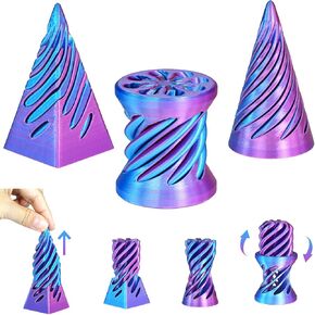 3 PCS Impossible Cone,Spiral Cone Fidget Toy,Impossible Pyramid Passthrough Sculpture,3D Printed Spiral Cone Fidget Toy,Desktop Decompression Toys, Gift,Birthday (Light Purple)
