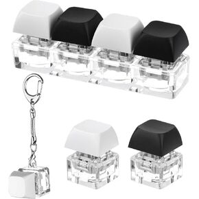 3Pcs Keyboard Fidget Keychain Decompression Toys Fidget Clicker Keyboard, Keychain Fidget Button Fidget Keychain Stress Relief Gifts to Pass The Boring Time(Black and White Without led)