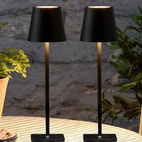 2 Pack Cordless Table Lamp-5500mAh Rechargeable Lamp,Waterproof Led Table Lights for Outdoor Patio/Restaurant/Dinner Table/Kitchen Counter/Dining,Mini Rechargable Battery Operated Tabletop Lamps