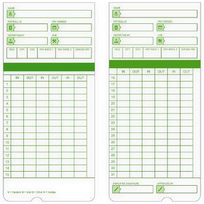 Time Cards,Numbered Days,All Pay Periods, 50 Count for Hn3000, 2-Sided, 3 3/8" x 7 3/8",