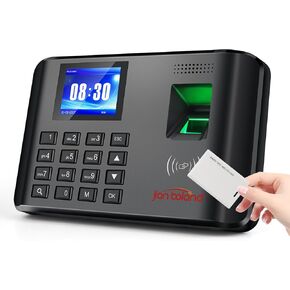A5 Time Clock-Time Clocks for Employees Small Business-Fingerprint, RFID and PIN Biometric Time Clock, Office Punch Clock, with 5 Badges-0 Monthly Fees
