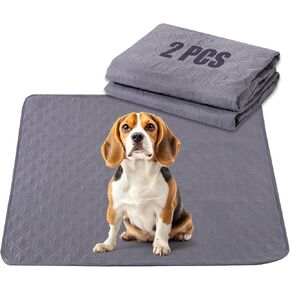 24" x 18"Washable Pee Pads for Dogs,2 Pack Reusable Puppy Pads,Waterproof & Leakproof Non-Slip Pet Pee Pads ,4 Layer Design Reusable Pet Training Pads for Dogs, Cats, Bunny, Grey