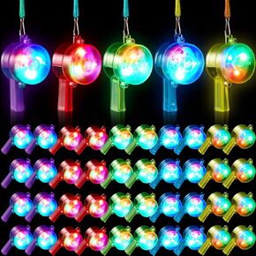 200 Pieces Glow Whistles Party Supplies LED Light Up Whistles with Lanyard Necklace Glowing in the Dark Flashing Whistle for Adults Birthday Party Favors Easter Goodie Bag Fillers, Random Color