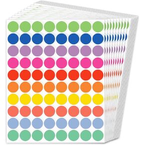 1600 PCS 3/4 Inch Colored Dot Stickers, 10 Colors Circle Price Stickers, Round Color Coding Labels for Office, Home, Teaching Events, Garage Sales - 20 Sheets