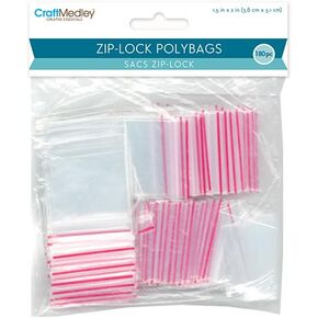 Craft Medley Zip-Lock Polybags, 1.5in by 2in, 180-Piece, 1.5" by 2"