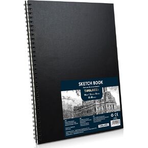 TAVOLOZZA 11.7"x16.5" Spiral Sketchbook, A3 Sketchbook Mixed Media, Hard Cover Sketch Book for Painting, 48 Sheets, Acid-Free Drawing Pad