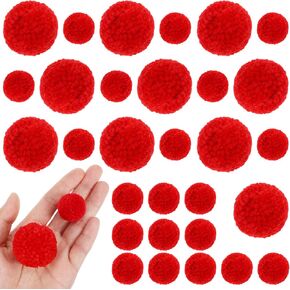 30 PCS Red Pom Pom Balls Craft Pom Poms Red Puff Balls Bulk Pom Poms Christmas Puff Balls Fuzzy Balls for Crafts Yarn Pom Poms Set Pompom Balls for Christmas Crafts Party Decor Costume DIY