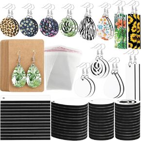 Riceshoot 800 Pcs Sublimation Earring Blanks Bulk with Hooks, Jump Rings, Ear Plugs, Cards Holder and Transparent Packaging Bags Unfinished MDF Earrings for DIY Making