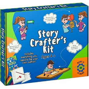 Story Cafters - Book Making Kit for Kids - مع كتاب قصص غلاف مطبوع مخصص - اكتب رسم قصص - هدية للأطفال الإبداعيين - بداية كتابية - صانع الكتب مجموعة - بويز فتيات الفن