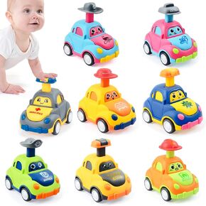 8 Pack Press and Go Car Toys for Toddlers 3 Year Old,Infant Play Vehicle Set Toys for 3, First Birthday Gifts for Boys
