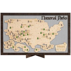 DINIZON US National Parks Map, Travel Map, America National Park Tracker Checklist Wall Art, Farmhouse Travel Gifts for Family, Parents, Valentine's Day Gift