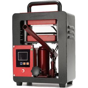 5 Ton Portable Hydraulic Heat Press Machine 2.3 x 4.7 Inch Dual Heating Plate, red/black