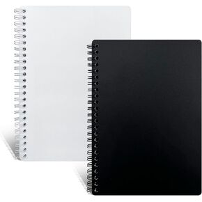 2 Pack Reusable Sticker Book Collecting Album Sticker Storage Organizer Book with 30+30 Sheets Blank Release Paper A5 Stickers Collection Notebook(Black+Clear)