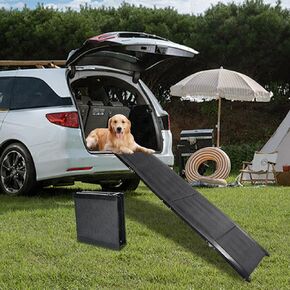 Dog Car Ramp for Large Dogs, Easy Clean Waterproof Pet Ramps with Non-Slip Surface,63" Long & 17" Wide Folding Portable Pet Stair Ramp, Stairs with Nonslip Surface for High Beds,
