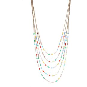 Long Layered Necklace for Women Trendy Colorful Boho Chunky Crystal Beaded Jewelry Womens Dainty Statement Fashion Necklaces Costume Bead Strand Necklace