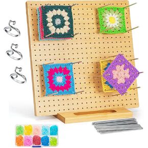 12" Crochet Blocking Board with 20 Pins, Blocking Board for Crocheting Knitting, Upgrade Large Handcrafted Blocking Mat for Knitting, Bamboo Granny Square Blocking Boards for Crochet Projects