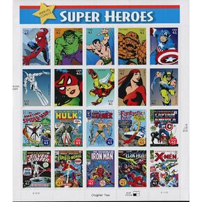 2007 Marvel Comics Super Heroes Sheet of Twenty 41 Cent Collectible Stamps Scott 4159