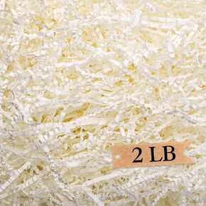 Art Secret Crinkle Cut Paper Shred Filler for Packing and Filling Gift Baskets - 2 LB (White)