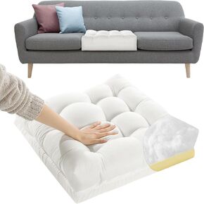 BALAPET Height-Adjustable Memory Foam Couch Cushion Replacement, High Density Upholstery Foam Wrapped with Memory Foam & Polyester Batting Layer, Sofa Padding Inserts with Dacron Fiber Layer(M)