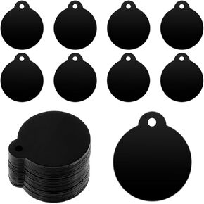 25 Pack Round Aluminum Blank Tags Metal Stamping Black Metal Tags Blank Bulk Dog Tags Fit Pet Tag Possession Tags Crafts Gift Tag Keepsakes DIY Christmas Ornaments for Engraving