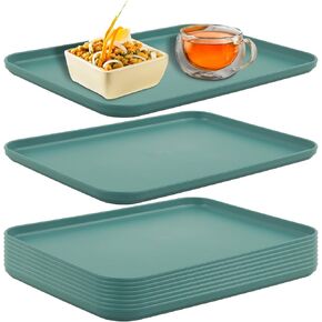 Plastic Art Trays,10 Pack Large Plastic Trays Stackable Activity Trays Crafts Organizer Tray Serving Tray,Painting, Beads,Storage & Serving Tray (12.2 x 8.9 Inches) (Green)