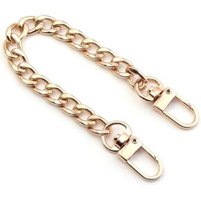 Purse Strap 7.9" DIY Alloy Flat Purse Chain Strap Purse Straps Replacement Crossbody Bag Chain Purse Extender Chain for Handbags Shoulder Bag with Metal Buckles(Gold)