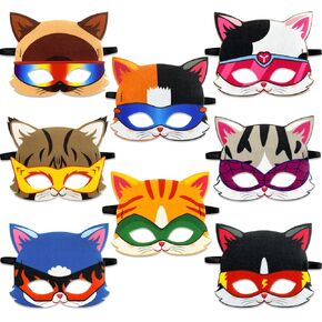 8 Super Kitties Mask for Kids,Cat Mask, Animal Masks for kids,Super Kitties Birthday Party Supplies,for 4-12 Years Old Boy and Girls Dress Up