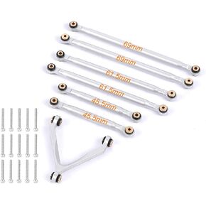 طقم ربط رابط ROND ROND ROND الألمنيوم لـ 1/24 RC Crawler CAR SCX24 DEADBOLT AXI90081 AXI00004 ترقيات (Silver)