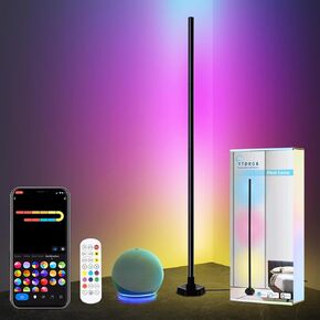 Led Floor Lamp, Corner Lamp Compatible with Alexa, Corner Floor Lamp with Music Sync, RGB Floor Lamp with 16 Million DIY Colors for Bedroom