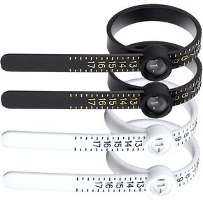 JIEYAO 4 Pcs Ring Sizer Measuring Tool with Magnifier, Reusable Finger Size Ruler, Finger Ring Gauge Finger Size Measuring Tape Jewelry Sizing Tool, 1-17 US Ring Size with Half Size for Women Men