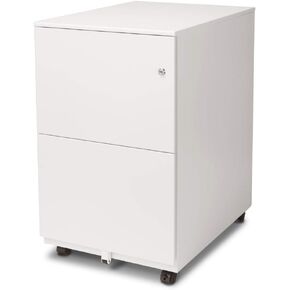 Aurora Modern Soho Design 2-Drawer Metal Mobile File Cabinet with Lock Key/Fully Assembled, White