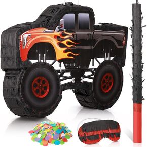 Wettarn Large Truck Piñata Birthday Fiesta for Kids Big Construction Piñata with Stick Blindfold Confetti Party Supplies for Boys Carnival Event Mexican Decor Games 21.6 x 13.8 x 2.4 Inch(Colorful)