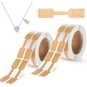 Giantree 1000Pcs Jewelry Price Tags, Price Tags Self Adhesive, Jewelry Tags for Pricing Labels Blank Price Tag, Kraft Sticker Roll Bracelet for Jewelry, Bracelet, Ring, Necklace Clothing Display