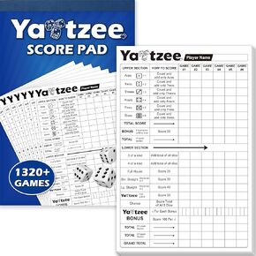 Gethelud 110 Sheets Score Pad for Yahtzee, 220 Tear-Off Pages Score Pad Large Print Score Keeper, Compatible for Yahtzee and Yardzee (6" x 9")