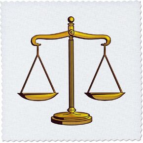3dRose qs_41800_1 Scale of Justice Symbol Gold-Quilt Square, 10 by 10-Inch