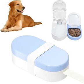 Portable Dog Water Bottle, Dog Water Bottle Dispenser, Pet Water Bottle for Dog, Dog Water Bottle with Food Container for Walking Hiking Travel, Outdoor Essentials with Dog Cat(Blue)